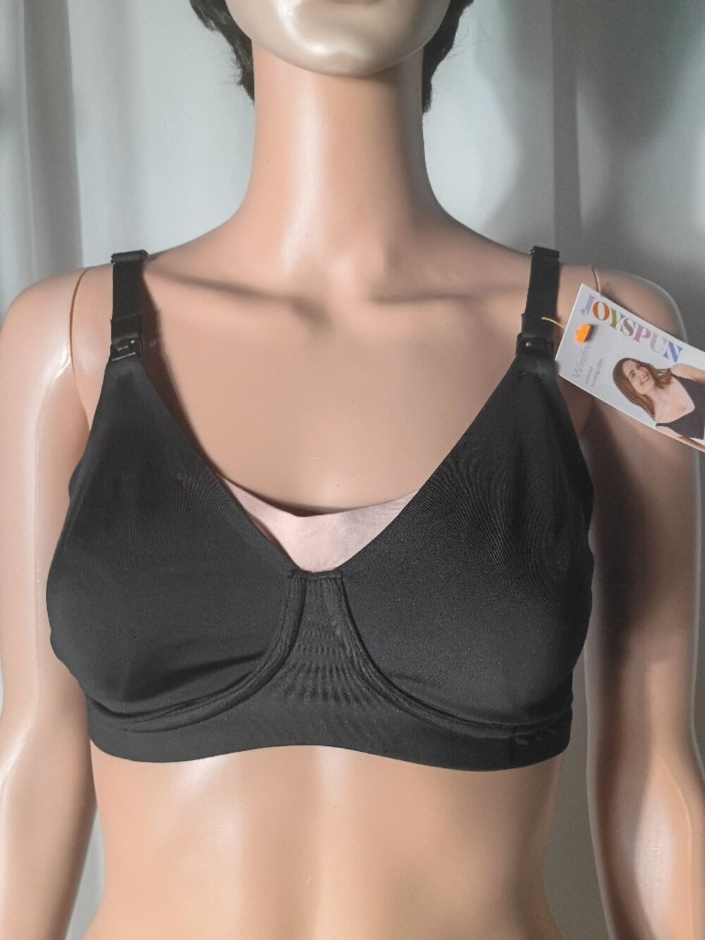 Joyspun Women’s Size Large Black Wire free Unlined Maternity Nursing Bra